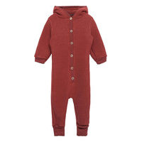 Wool Baby Suit W. Hood Outerwear Fleece Outerwear Fleece Suits Punainen Mikk-Line