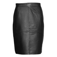 Slfsally Hw Leather Skirt B Polvipituinen Hame Musta Selected Femme
