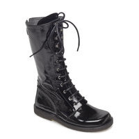 Long Boot With Laces. Korkeavartiset Saapikkaat Musta ANGULUS