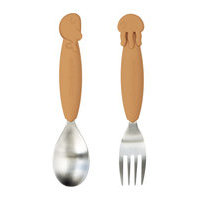 Yummyplus Spoon & Fork Set Sea Friends Home Meal Time Cutlery Keltainen D By Deer, Done by Deer