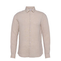 Linen Solid Slim Shirt Paita Bisnes Beige Calvin Klein