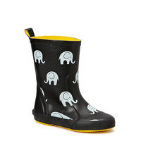 Wellies W. Elephant Print Shoes Rubberboots Unlined Rubberboots Musta CeLaVi