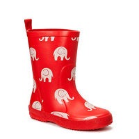 Wellies W. Elephant Print Shoes Rubberboots Unlined Rubberboots Punainen CeLaVi