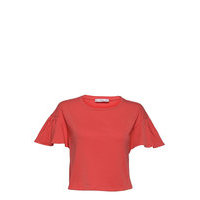Volante T-shirts & Tops Short-sleeved Vaaleanpunainen Mango