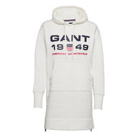 D2. Gant Retro Shield Hoodie Dress Lyhyt Mekko Valkoinen GANT