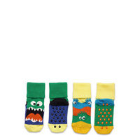 2-Pack Kids Monsters Anti Slip Socks & Tights Non-slip Socks Monivärinen/Kuvioitu Happy Socks