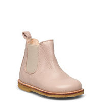 Booties - Flat - With Zipper Bootsit Nauhalliset Saapikkaat Beige ANGULUS