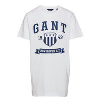 D2. New Haven Banner Ss T-Shirt T-shirts Short-sleeved Valkoinen GANT
