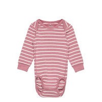 Body Po.P Stripe Baby Bodies Long-sleeved Vaaleanpunainen Polarn O. Pyret