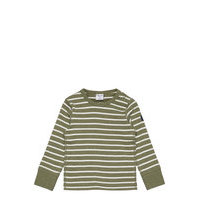 T-Shirt L/S Stripe Preschool T-shirts Long-sleeved T-shirts Vihreä Polarn O. Pyret