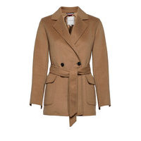 Wool Blend Df Hip Length Coat Outerwear Coats Winter Coats Beige Tommy Hilfiger