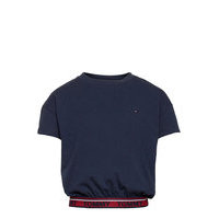 Tommy Lurex Rib Top S/S T-shirts Short-sleeved Sininen Tommy Hilfiger