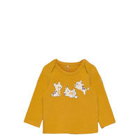 Top L/S Printed Baby T-shirts Long-sleeved T-shirts Keltainen Polarn O. Pyret