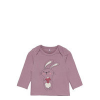 Top L/S Printed Baby T-shirts Long-sleeved T-shirts Vaaleanpunainen Polarn O. Pyret