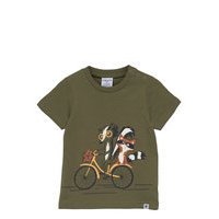 T-Shirt S/S Print Preschool T-shirts Short-sleeved Vihreä Polarn O. Pyret