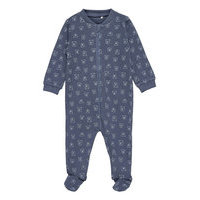 Nightsuit W.Zipper A. Foot Pyjama Sie Jumpsuit Haalari Sininen Fixoni