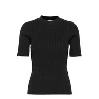 Slfqueen Ss Rib Knit O-Neck M T-shirts & Tops Knitted T-shirts/tops Musta Selected Femme