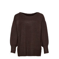 Sunny Boatneck, L/S, Pullover T-shirts & Tops Knitted T-shirts/tops Ruskea Zizzi