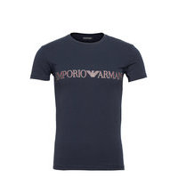 Men'S Knit T-Shirt T-shirts Short-sleeved Sininen Emporio Armani