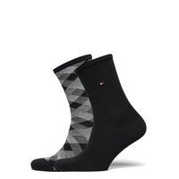 Th Women Seasonal Sock 2p Check Lingerie Socks Regular Socks Musta Tommy Hilfiger