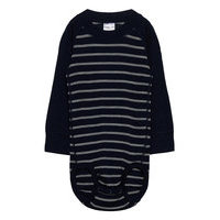 Body Wool Stripe Baby Bodies Long-sleeved Sininen Polarn O. Pyret