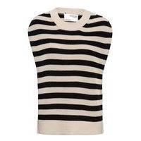 Slfpalma Knit Vest O-Neck Stripe W T-shirts & Tops Knitted T-shirts/tops Beige Selected Femme