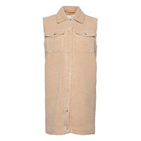 Slfjany Long Teddy Vest W Vests Padded Vests Beige Selected Femme