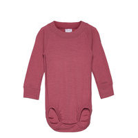 Body Wool Solid Baby Bodies Long-sleeved Vaaleanpunainen Polarn O. Pyret