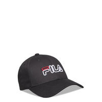 6 Panel Cap Outline Logo Accessories Headwear Caps Musta FILA