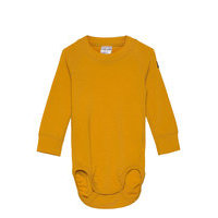 Body Wool Solid Baby Bodies Long-sleeved Keltainen Polarn O. Pyret