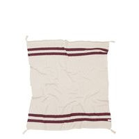 Knitted Blanket Stripes Natural-Burgundy Home Sleep Time Blankets & Quilts Beige Lorena Canals