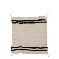 Knitted Blanket Stripes Natural-Black Home Sleep Time Blankets & Quilts Beige Lorena Canals