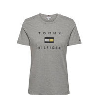 Reg Lurex Emb C-Nk Tee Ss T-shirts & Tops Short-sleeved Harmaa Tommy Hilfiger