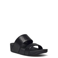 Olive Metallic Raffia Slides Shoes Summer Shoes Flat Sandals Musta FitFlop