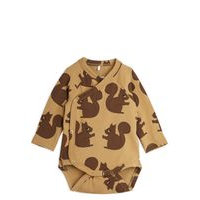 Squirrels Aop Wrap Body Bodies Long-sleeved Ruskea Mini Rodini