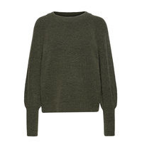 Slfsif Kaya Ls Knit O-Neck Neulepaita Vihreä Selected Femme