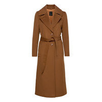 Cashmere Coat W - Clareta Belt Outerwear Coats Winter Coats Ruskea SAND