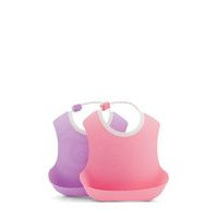 Twistshake 2x Bib 4+M Pastel Pink Purple Home Meal Time Bibs Monivärinen/Kuvioitu Twistshake