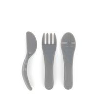 Twistshake Learn Cutlery 6+M Pastel Grey Home Meal Time Cutlery Harmaa Twistshake