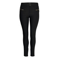 Jeva, Long, Slim Pants Slimfit Housut Pillihousut Musta Zizzi