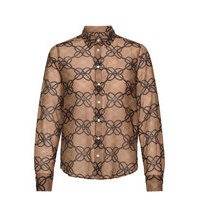 D1. Reg Rope Print Cot Silk Shirt Pitkähihainen Paita Ruskea GANT