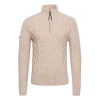 Jacob Henley Knitwear Half Zip Jumpers Beige Superdry