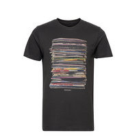 T-Shirt Stockholm Vinyl Retro Charcoal T-shirts Short-sleeved Musta DEDICATED