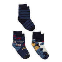 Socks 3-Pack Jaquard/Striped Preschool Socks & Tights Socks Sininen Polarn O. Pyret