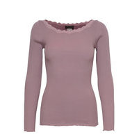 Organic T-Shirt W/Lace T-shirts & Tops Long-sleeved Liila Rosemunde