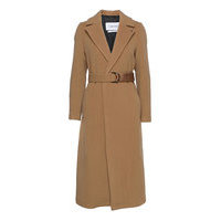 Essential Wool Long Wrap Coat Outerwear Coats Winter Coats Beige Calvin Klein