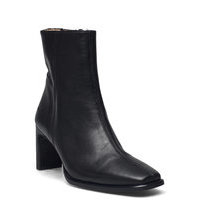 Bootie - Block Heel - With Zippe Shoes Boots Ankle Boots Ankle Boot - Heel Musta ANGULUS