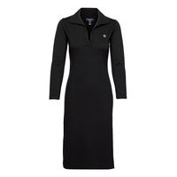 D2. Polo Ls Jersey Dress Polvipituinen Mekko Musta GANT