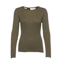 Slflydia Ls Knit Rib O-Neck Neulepaita Vihreä Selected Femme