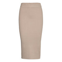 Ava Knitted Skirt Polvipituinen Hame Beige Gina Tricot